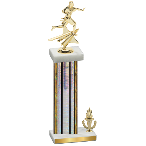 Accented Single Silver Glacier Victory Flag Football Trophy