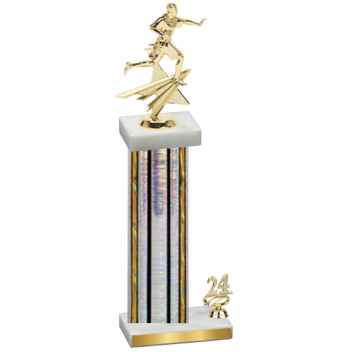 Accented Single Silver Glacier Year Flag Football Trophy
