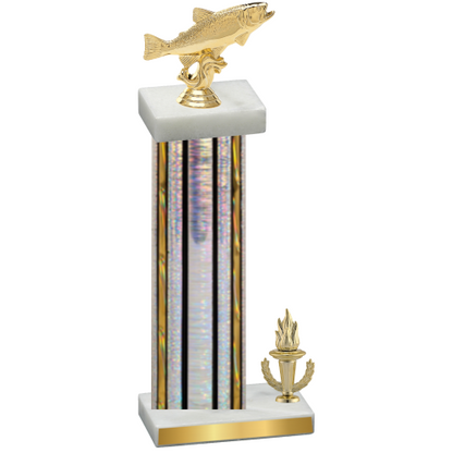 Accented Single Silver Glacier Victory Fishing Trophy