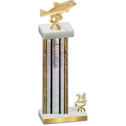 Accented Single Silver Glacier Year Fishing Trophy