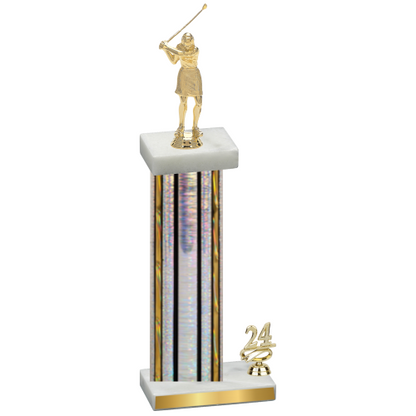 Accented Single Silver Glacier Year Golf Trophy