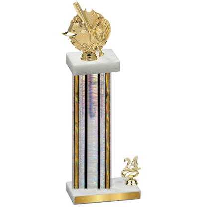 Accented Single Silver Glacier Year Baseball Trophy