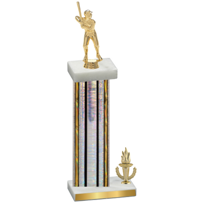 Accented Single Silver Glacier Victory Baseball Trophy