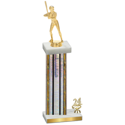 Accented Single Silver Glacier Year Softball Trophy
