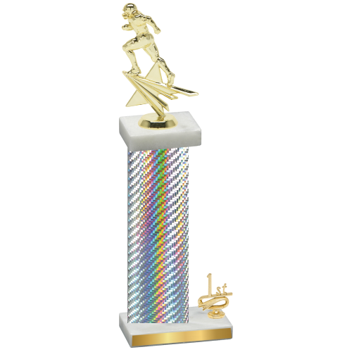 Accented Single Silver Carbon Fiber First Place Football Trophy