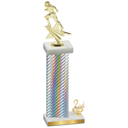 Accented Single Silver Carbon Fiber Second Place Football Trophy