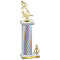 Accented Single Silver Carbon Fiber Victory Football Trophy