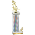 Accented Single Silver Carbon Fiber Year Football Trophy