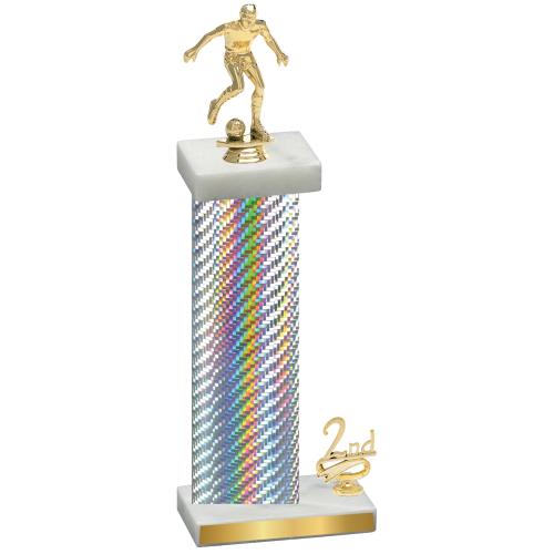 Accented Single Silver Carbon Fiber Second Place Soccer Trophy