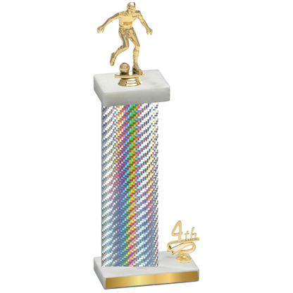 Accented Single Silver Carbon Fiber Fourth Place Soccer Trophy