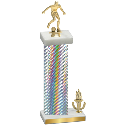 Accented Single Silver Carbon Fiber Victory Soccer Trophy