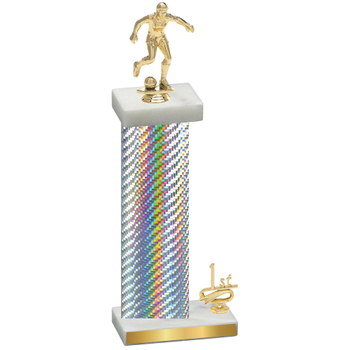 Accented Single Silver Carbon Fiber First Place Soccer Trophy