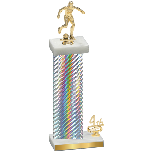 Accented Single Silver Carbon Fiber Fourth Place Soccer Trophy