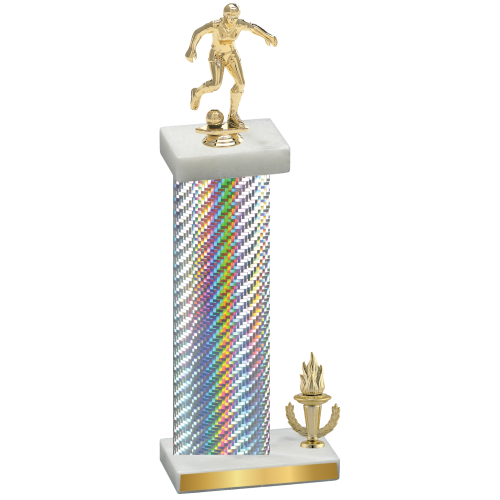 Accented Single Silver Carbon Fiber Victory Soccer Trophy