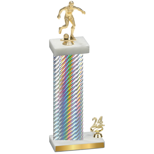 Accented Single Silver Carbon Fiber Year Soccer Trophy