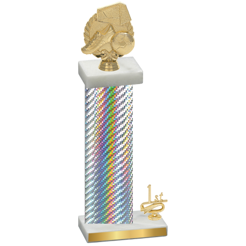 Accented Single Silver Carbon Fiber First Place Soccer Trophy