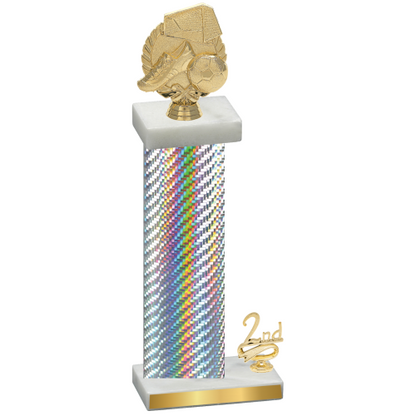 Accented Single Silver Carbon Fiber Second Place Soccer Trophy