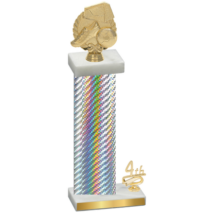 Accented Single Silver Carbon Fiber Fourth Place Soccer Trophy
