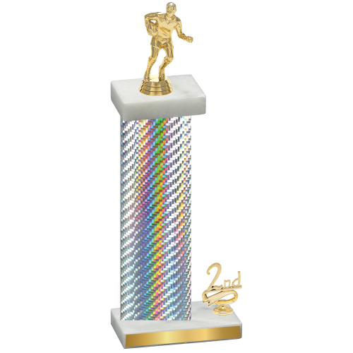 Accented Single Silver Carbon Fiber Second Place Rugby Trophy