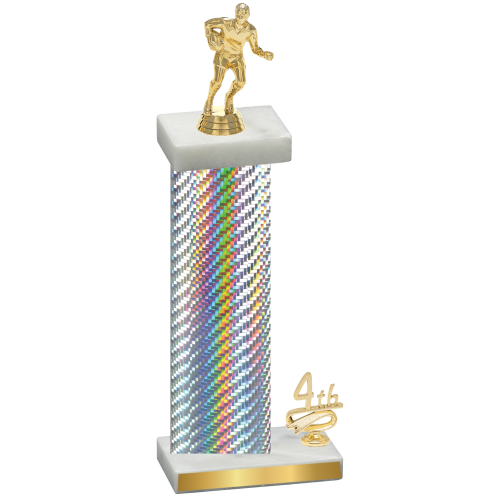 Accented Single Silver Carbon Fiber Fourth Place Rugby Trophy