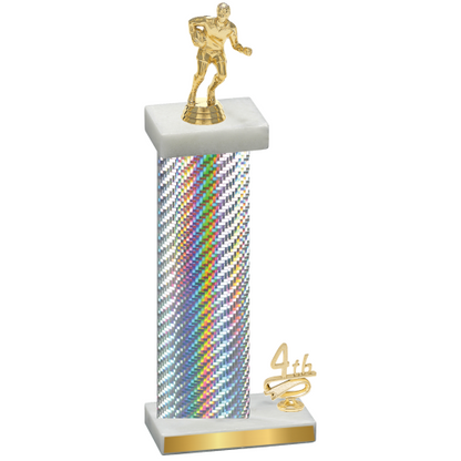 Accented Single Silver Carbon Fiber Fourth Place Rugby Trophy
