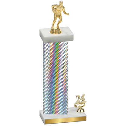 Accented Single Silver Carbon Fiber Year Rugby Trophy