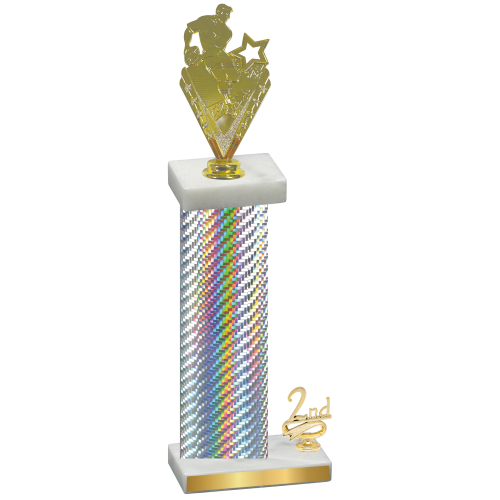 Accented Single Silver Carbon Fiber Second Place Rugby Trophy