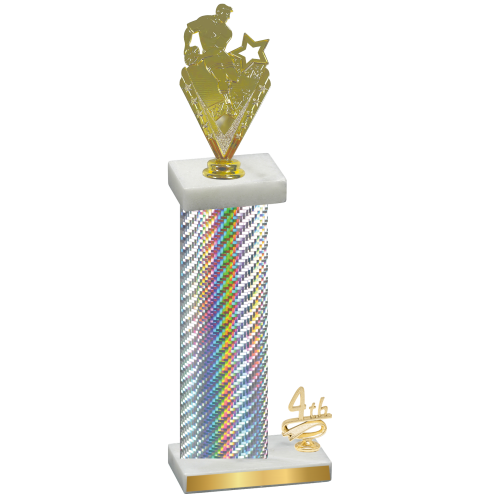 Accented Single Silver Carbon Fiber Fourth Place Rugby Trophy