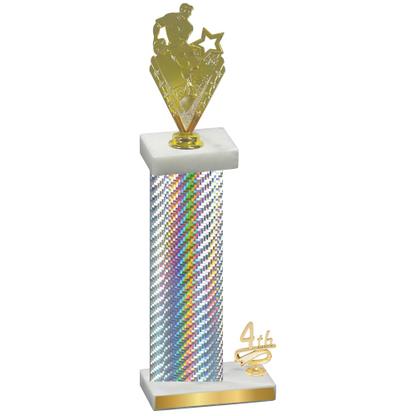 Accented Single Silver Carbon Fiber Fourth Place Rugby Trophy