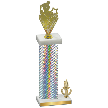 Accented Single Silver Carbon Fiber Victory Rugby Trophy