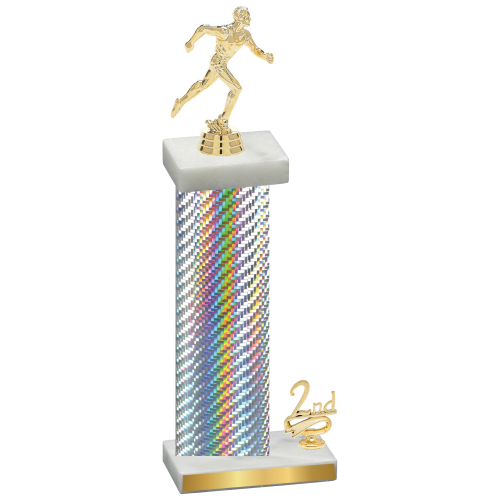 Accented Single Silver Carbon Fiber Second Place Running Trophy