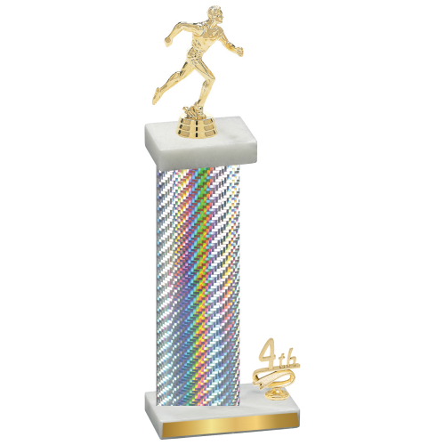 Accented Single Silver Carbon Fiber Fourth Place Running Trophy