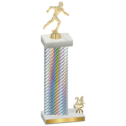 Accented Single Silver Carbon Fiber Year Running Trophy