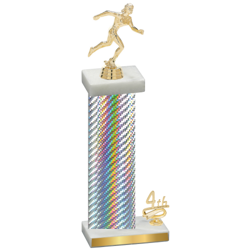 Accented Single Silver Carbon Fiber Fourth Place Running Trophy