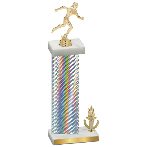 Accented Single Silver Carbon Fiber Victory Running Trophy