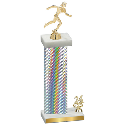 Accented Single Silver Carbon Fiber Year Running Trophy