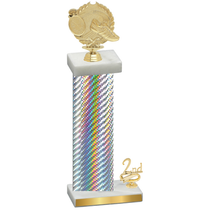 Accented Single Silver Carbon Fiber Second Place Running Trophy