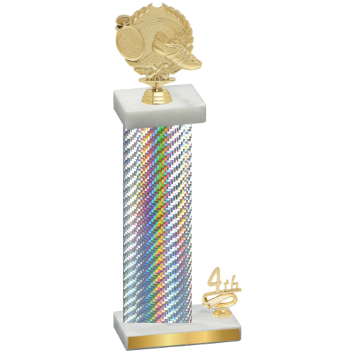 Accented Single Silver Carbon Fiber Fourth Place Running Trophy
