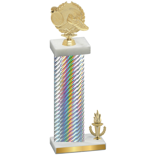 Accented Single Silver Carbon Fiber Victory Running Trophy