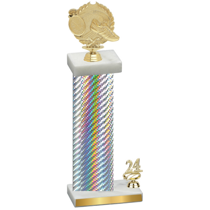Accented Single Silver Carbon Fiber Year Running Trophy
