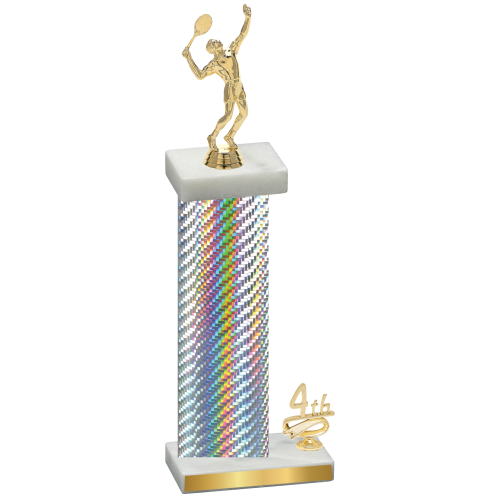 Accented Single Silver Carbon Fiber Fourth Place Tennis Trophy