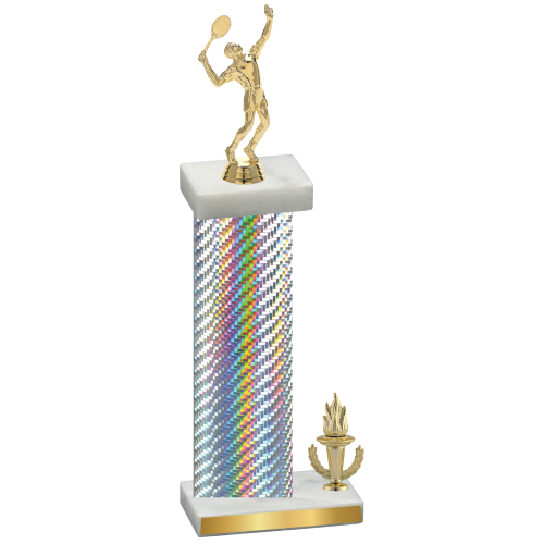 Accented Single Silver Carbon Fiber Victory Tennis Trophy