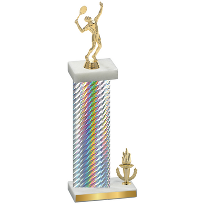 Accented Single Silver Carbon Fiber Victory Tennis Trophy