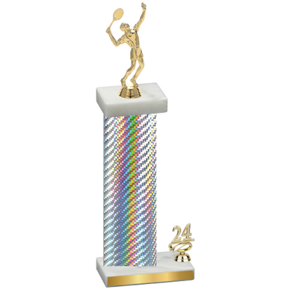 Accented Single Silver Carbon Fiber Year Tennis Trophy