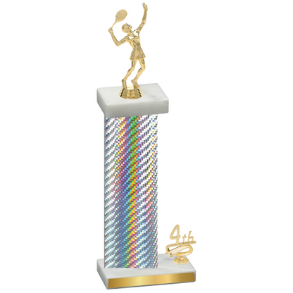 Accented Single Silver Carbon Fiber Fourth Place Tennis Trophy