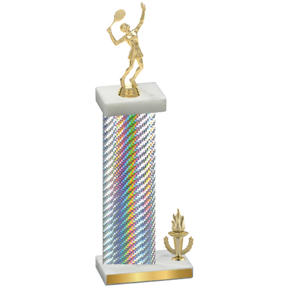 Accented Single Silver Carbon Fiber Victory Tennis Trophy