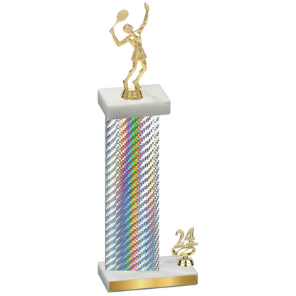 Accented Single Silver Carbon Fiber Year Tennis Trophy