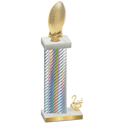 Accented Single Silver Carbon Fiber Second Place Football Trophy