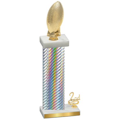 Accented Single Silver Carbon Fiber Second Place Football Trophy