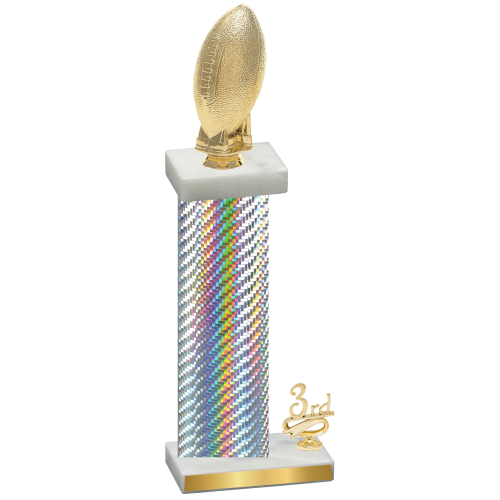 Accented Single Silver Carbon Fiber Third Place Football Trophy